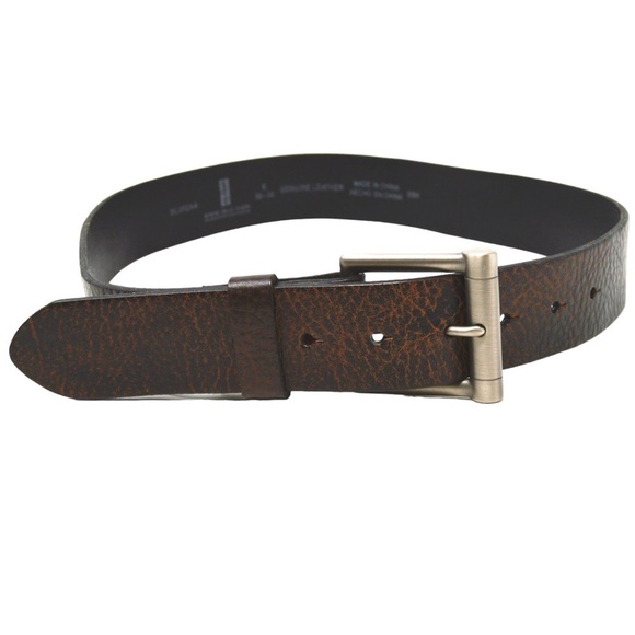 Levi’s Square Silver Buckle 100% Leather Dark Brown Belt, Size Small 30-32 - Picture 1 of 9
